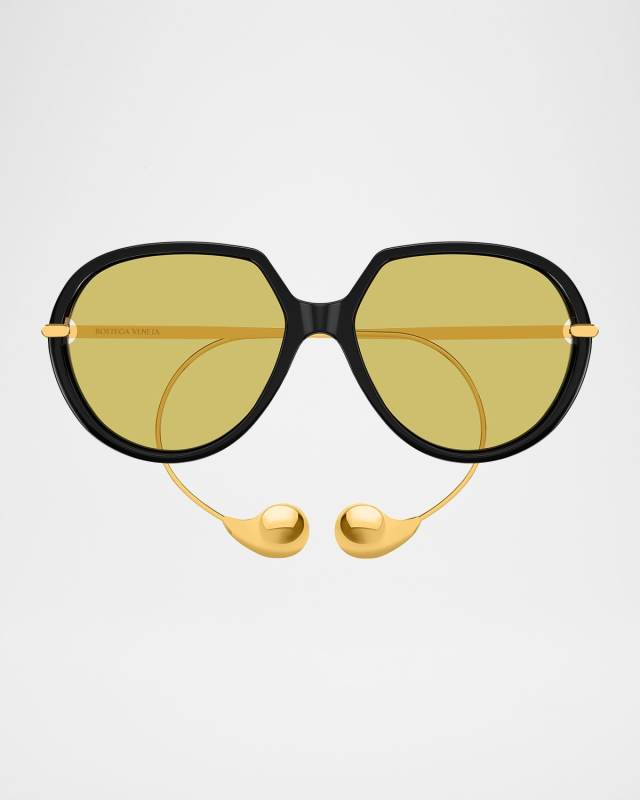 Drop Round Acetate & Metal Sunglasses